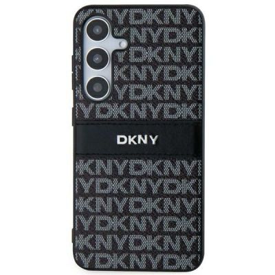 2. DKNY Leder-Monostreifen- und Metall-Logo-Hülle für Samsung Galaxy S24+ – Schwarz
