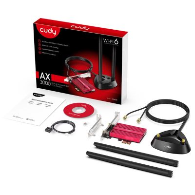 4. CUDY WE4000 AX5400 Wi-Fi 6/6E BT 5.2 Netzwerkkarte, Intel AX210NGW PCIe Kühlkörper + Kabelantenne