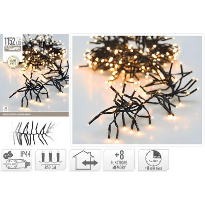 6. Lichterkette für den Weihnachtsbaum, 1152 LEDs, Timer, warmweiß