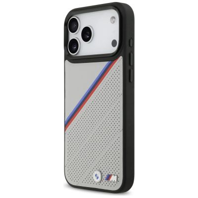 2. BMW M Tricolor Metal Logo MagSafe Case für iPhone 17 Pro Max – Grau