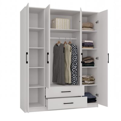 4. ROMANA KLEIDERSCHRANK 160X205 WEISS OHNE SPIEGEL