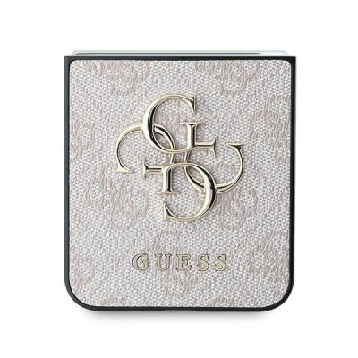 5. Guess Leder 4G Metall-Logo-Hülle für Samsung Galaxy Z Flip 6 – Rosa