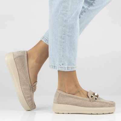 7. Beige Leder-Keilslipper Filippo DP7652