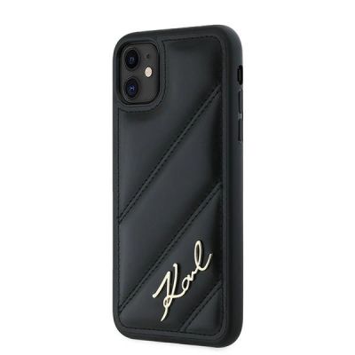 2. Karl Lagerfeld Diagonal Quilted Script Hülle für iPhone 11 / Xr – Schwarz