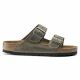 4. Birkenstock Arizona Soft Footbed Oiled Leather Narrow Faded Khaki Slides für schmale Füße (1019377)