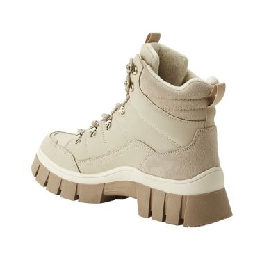 3. Lee Cooper Damen-Winterstiefel, beige, gefütterte Stiefeletten