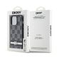 8. DKNY iPhone 14 Pro-Hülle aus Leder mit kariertem Monomuster und bedruckten Streifen – Schwarz