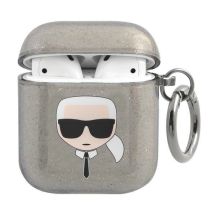 Karl Lagerfeld Glitzer Karl's Head Case für AirPods 1/2 - Schwarz