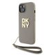 DKNY Wrist Strap Stock Logo Hülle für iPhone 15 Plus – Beige