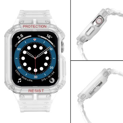 4. Schutzarmband für Apple Watch 42/44/45 mm Panzergehäuse-Armband - Transparent