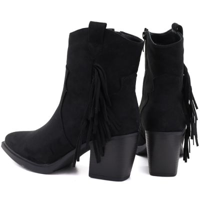 5. Gefütterte Damen-Cowboystiefel mit Fransen, schwarz, M.Daszyński MR2520-1