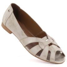 Damen-Ballerinas aus Leder, durchbrochen, bequem, goldfarben, Gino Fabiani OL28-1