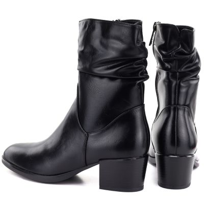 5. Schwarze Damen-Ankle-Boots mit hohem Absatz und gerafftem Schaft, Vinceza 58682