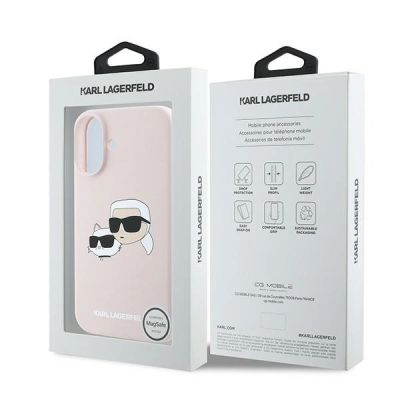 8. Karl Lagerfeld Silikon Nauble Heads Print MagSafe Case für iPhone 16 Plus - Pink