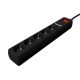 GEMBIRD Steckdosenleiste mit Überspannungsschutz, 5x SCHUKO + 2x USB, 1,5 m, Schwarz