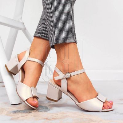5. Sergio Leone W SK139F beige Sandalen mit Blockabsatz 