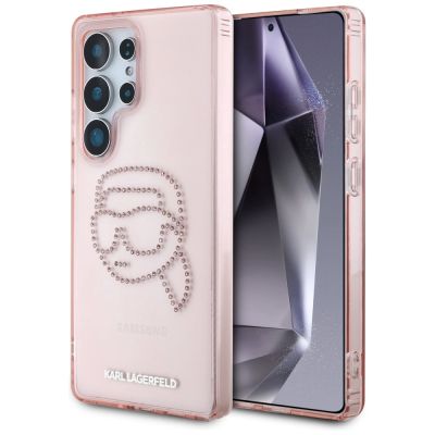 Karl Lagerfeld Rhinestones K. Head Logo Samsung Galaxy S25 Ultra Hülle, rosa
