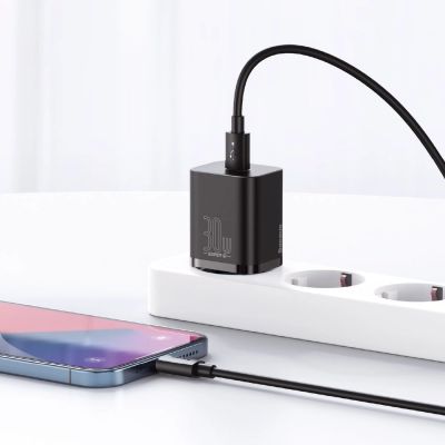 12. Baseus Super Si 1C Schnellladegerät USB Typ C 30W Power Delivery Quick Charge schwarz (CCSUP-J01)