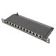 Digitus Patchpanel CAT 6A Slim, geschirmt, 12-Port, 0,5 HE, 10", Schwarz