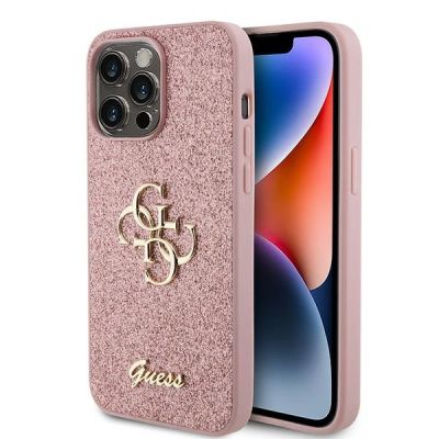 Guess GUHCP15LHG4SGP iPhone 15 Pro 6,1" rosa/rosa Hardcase Glitter Script Big 4G