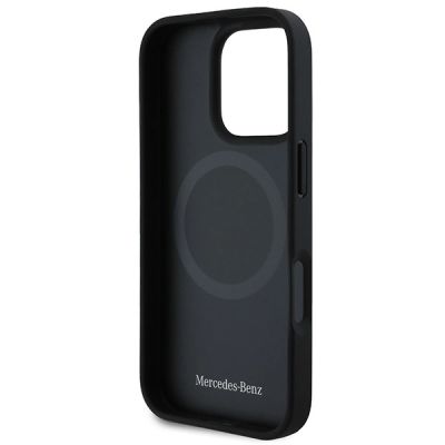 7. Mercedes MB Blue Line MagSafe Lederhülle für iPhone 16 Pro – Schwarz