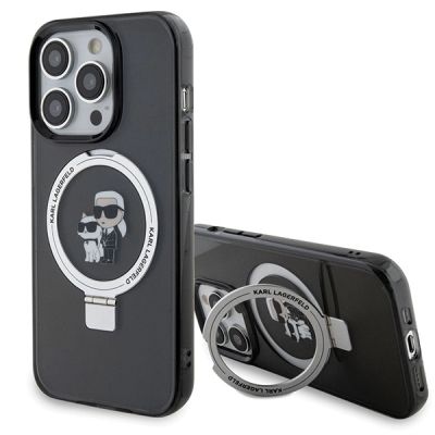 Karl Lagerfeld KLHMP13LHMRSKCK iPhone 13 Pro 6,1" schwarz/schwarz Hardcase Ringständer Karl&Choupette MagSafe
