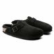 10. Birkenstock Boston Shearling Black Damen Clogs aus Wolle, isoliert, Wildleder, schmal (0259883)