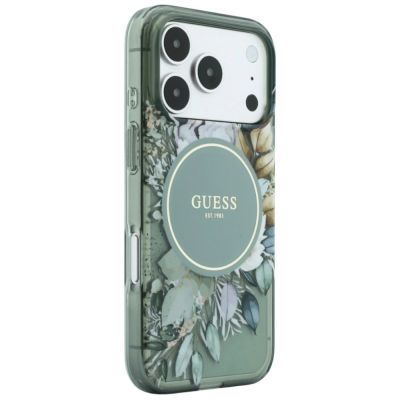 3. Guess IML Flowers Pearl Strap MagSafe Hülle für iPhone 18 Pro Max / 17 Pro Max – grün