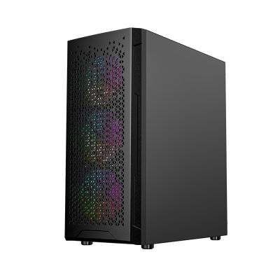 5. GEMBIRD FORNAX 400X MIDI-TOWER-CASE (2x USB 3.0, 1x USB 2.0, HD-Audio, Seitenwand aus Glas, ARGB-Hintergrundbeleuchtung) SCHWARZ