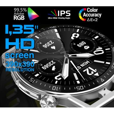 8. Rubicon RNCE88-1 Schwarze Smartwatch – Schwarzes Silikonarmband + Schwarzes Lederarmband