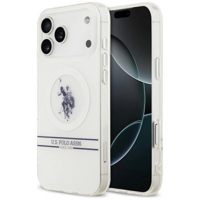 US Polo DH und Bottom Stripe Logo MagSafe Case für iPhone 17 Pro Max – Weiß