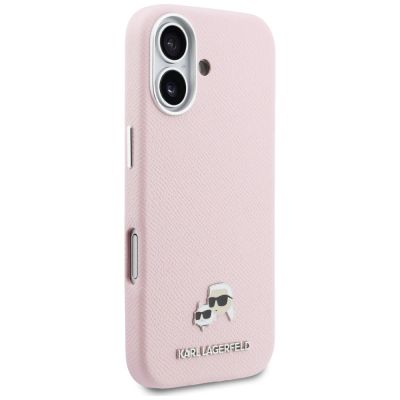 4. Karl Lagerfeld Karl & Choupette Head Pins Saffiano MagSafe Hülle für iPhone 17 - Pink