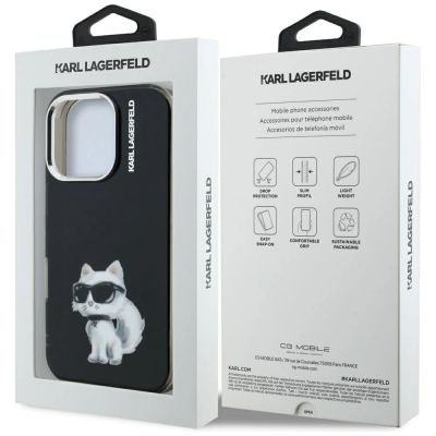 8. Karl Lagerfeld IML Aquarelle Choupette & Logo iPhone 16 Pro Hülle - Schwarz