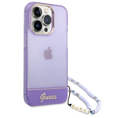 3. Guess GUHCP14XHGCOHU iPhone 14 Pro Max 6,7" lila/lila Hartschale mit durchscheinendem Perlenarmband