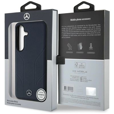 8. Mercedes Leather Debossed Lines MagSafe Case für Samsung Galaxy S25 - Blau