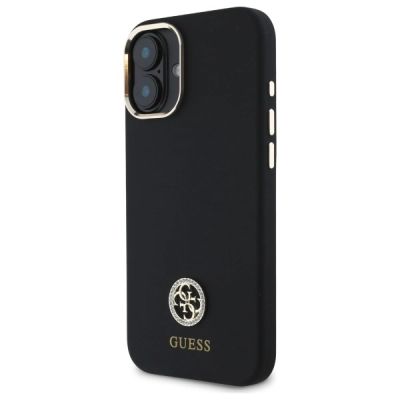 2. Guess Silikon Logo Strass 4G Hülle für iPhone 16 – Schwarz