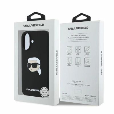 5. Karl Lagerfeld Silikon Karl Head Print MagSafe iPhone 16 Hülle - Schwarz