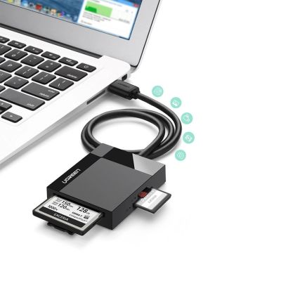 3. Ugreen USB 3.0 SD / Micro SD / CF / MS Speicherkartenleser schwarz (CR125 30333)
