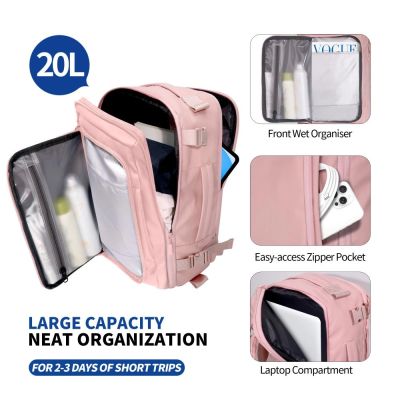 5. Tech-Protect Defender S50 Rucksack für Ryanair & Wizzar, 20 l Laptop, Pink