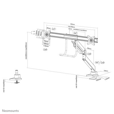 18. Neomounts NM-D775DXBLACK Monitorhalterung/Ständer 81,3 cm (32") Schreibtisch Schwarz