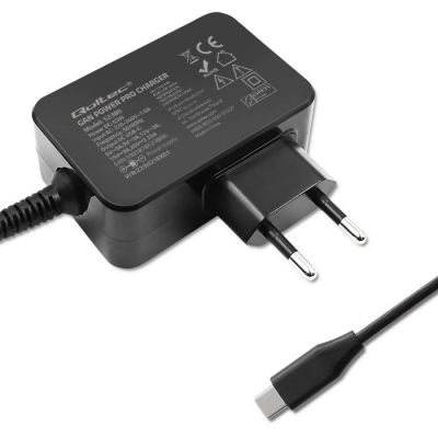 9. QOLTEC GaN-Ladegerät POWER PRO | 1x USB-C | 65 W | 5–20 V | 3–3,25 A | SCHWARZ