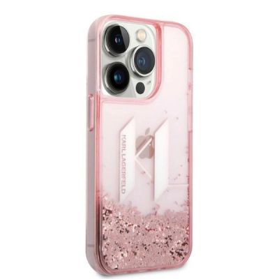 4. Karl Lagerfeld KLHCP14LLBKLCP iPhone 14 Pro 6.1" Pink / Pink Hardcase Liquid Glitter Big KL