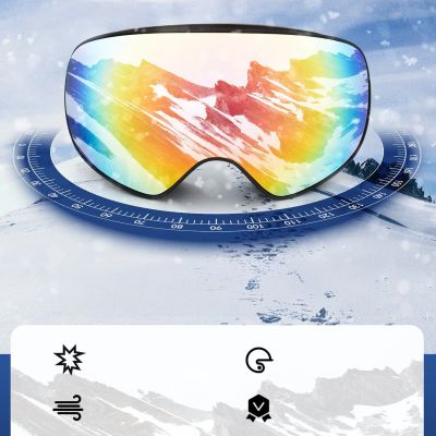 4. Rockbros SP284 Skibrille – Mattweißer Rahmen, graue Polycarbonat-Linse mit kirschrosa Spiegelglas, Kinder