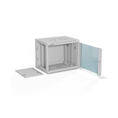 3. ALANTEC 19" 9 HE 600x450 Wandgehäuse, Glastür, grau, zur Selbstmontage – Flat Pack (SW-9U-600-450-01-SF)