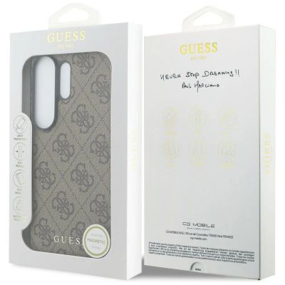 7. Guess 4G Classic Logo Charm MagSafe Hülle für Samsung Galaxy S26 Ultra – Braun