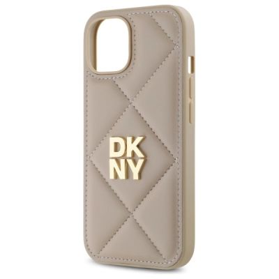 6. DKNY Quilted Stack Logo iPhone 15 Hülle – Beige