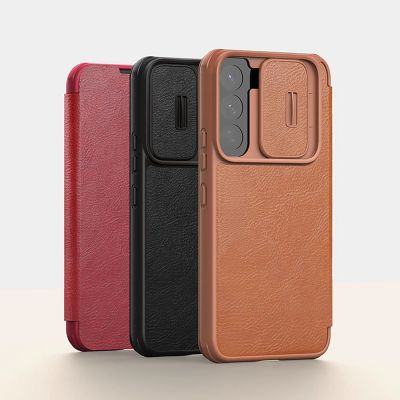 8. Nillkin Qin Leder Pro Case Hülle für Samsung Galaxy S22+ (S22 Plus) Kameraschutz Holster Cover Flip Case Braun