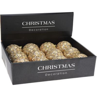 7. Dekorative Paillettenkugel, 8 cm, Gold