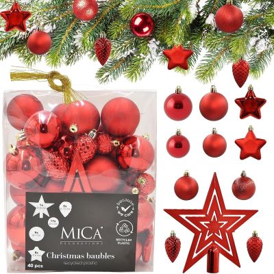 19. Dekorative Kunststoffkugeln, sicher, 40 Stück, rotes Glimmer