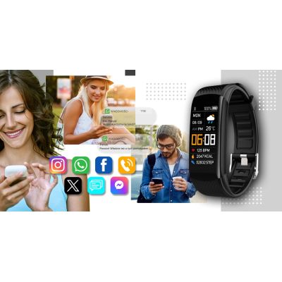 8. Smartwatch GIEWONT Schwarz und Weiß 2 Armbänder GW200-2